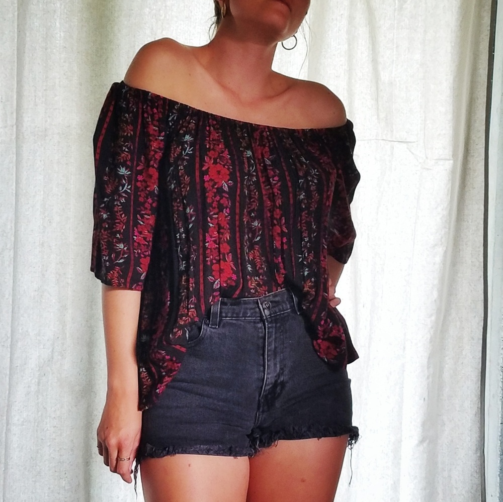 Volcom off-the-shoulder floral blouse